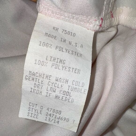 Vintage Y2K Studio Y Dress Size 13/14 Pink White Floral Sleeveless with ribbon - Picture 7 of 7